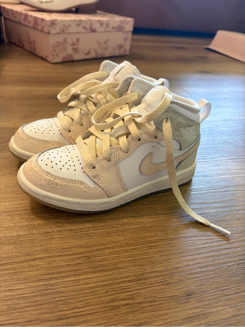 Nike Kids Jordans Cream & White High-Top Sneakers